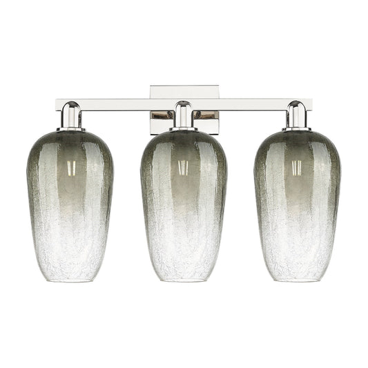 Innovations Brookhaven Flute 26in 3-Light Bath Vanity Light | Industrial Transitional Polished Nickel Steel and Slate Glass | Model 716-3W-PN-G484-7SL