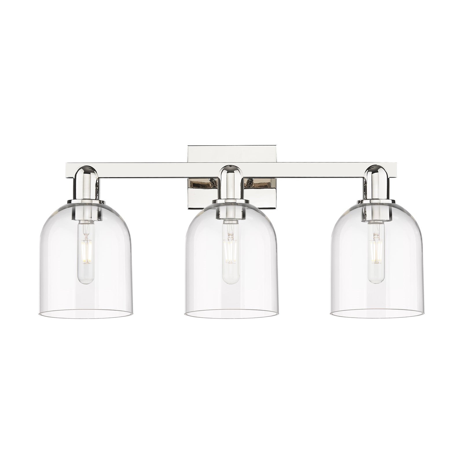 Innovations Bella 25in 3-Light Bath Vanity | Industrial Polished Nickel and Clear Glass | Bathroom Vanity Light | 24.5 x 11.25 | Model 716-3W-PN-G558-6CL