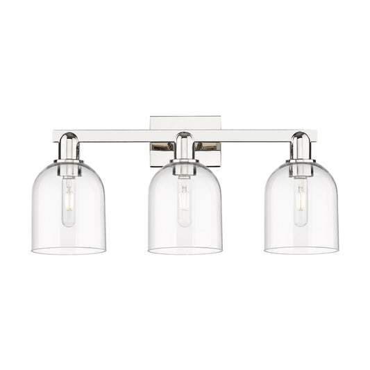 Innovations Bella 25in 3-Light Bath Vanity | Industrial Polished Nickel and Clear Glass | Bathroom Vanity Light | 24.5 x 11.25 | Model 716-3W-PN-G558-6CL