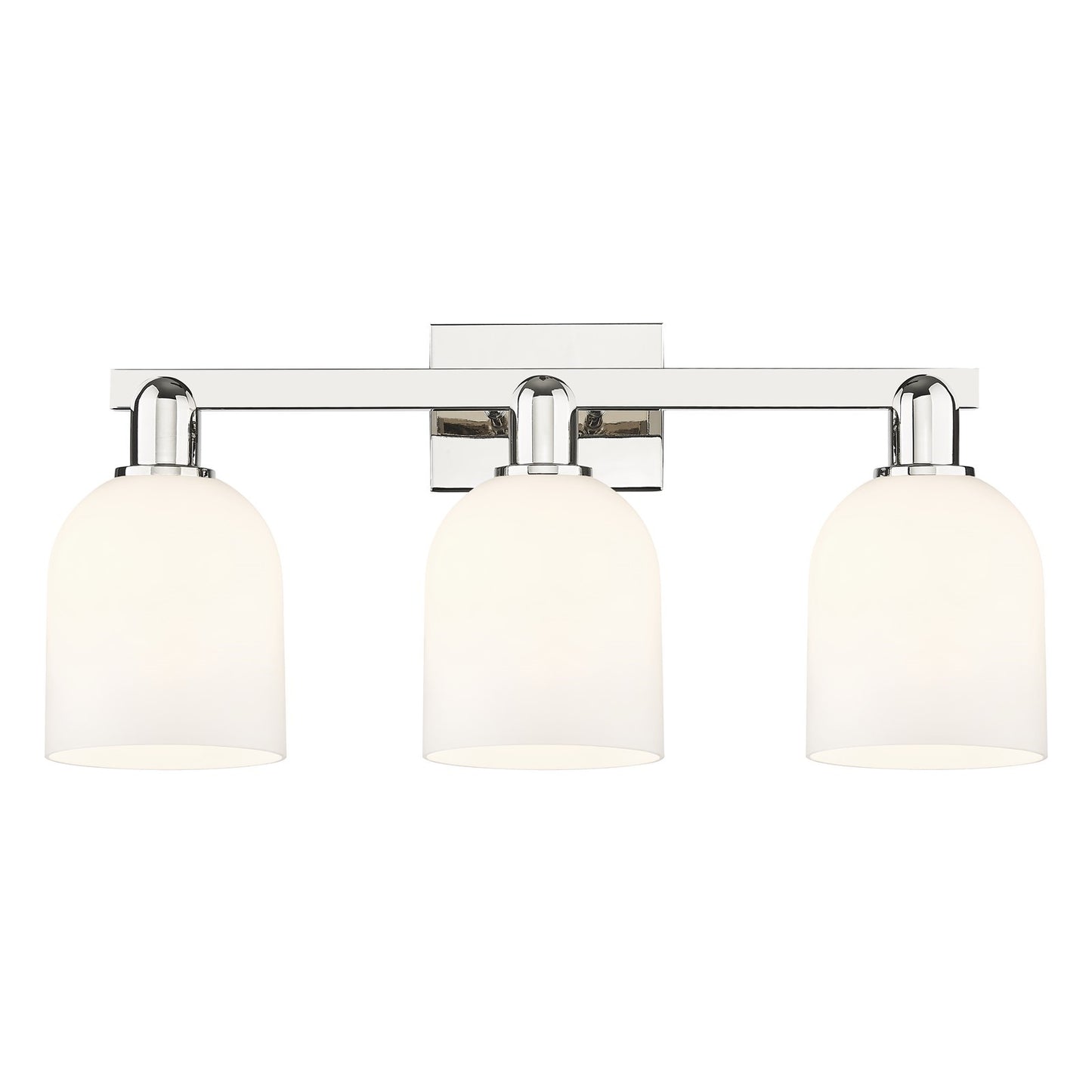 Innovations Bella 25in 3-Light Bath Vanity Light | Industrial Transitional Polished Nickel and White Glass | Bathroom Vanity | Model 716-3W-PN-G558-6GWH
