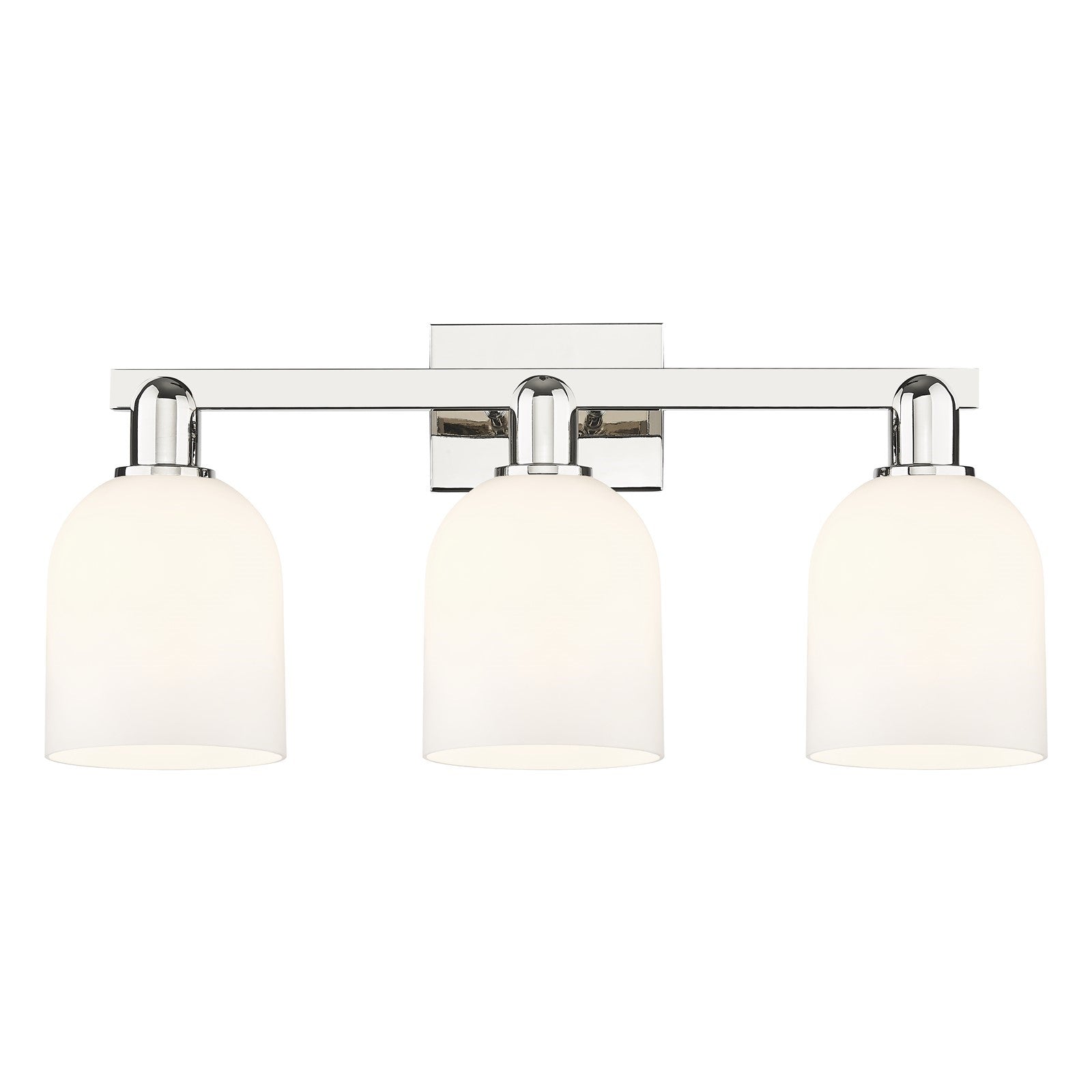 Innovations Bella 25in 3-Light Bath Vanity Light | Industrial Transitional Polished Nickel and White Glass | Bathroom Vanity | Model 716-3W-PN-G558-6GWH