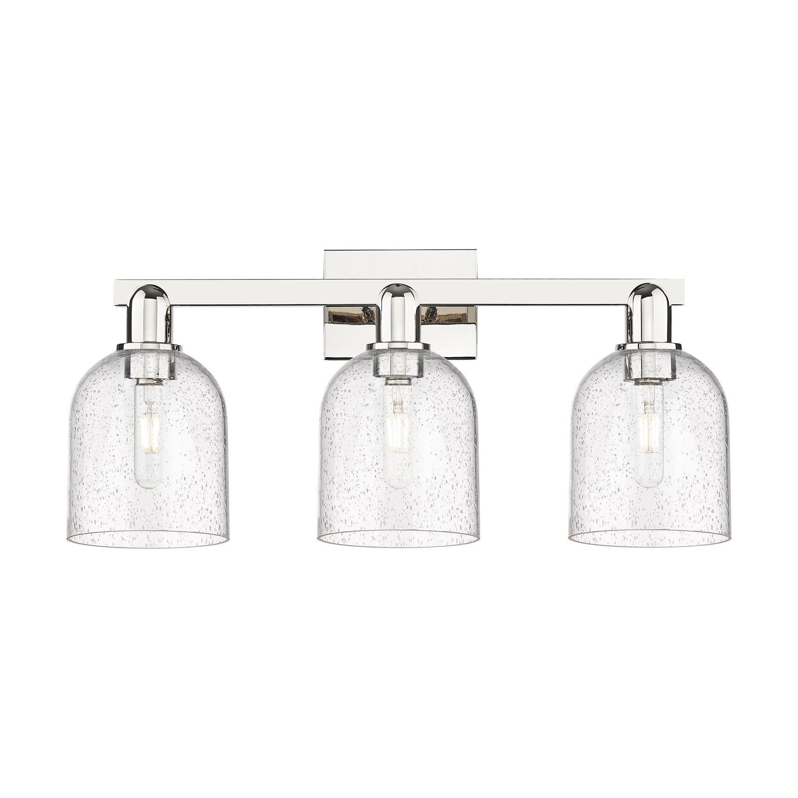 Innovations Bella 25in 3-Light Bath Vanity Light | Industrial Polished Nickel Steel and Seedy Glass | Bathroom Vanity | 24.5 x | Model 716-3W-PN-G558-6SDY