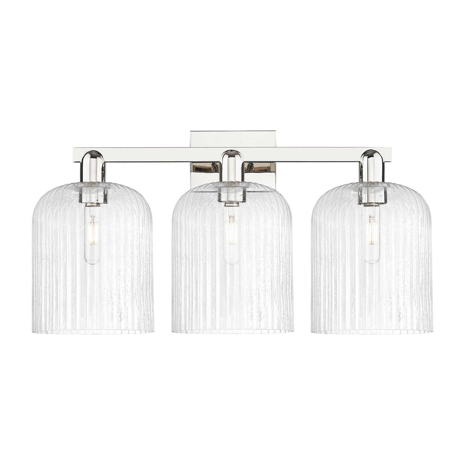 Innovations Bridal Veil 27in 3-Light Bath Vanity Light | Industrial Polished Nickel and Seedy Glass | Bathroom Vanity | 27 x | Model 716-3W-PN-G559-8SDY