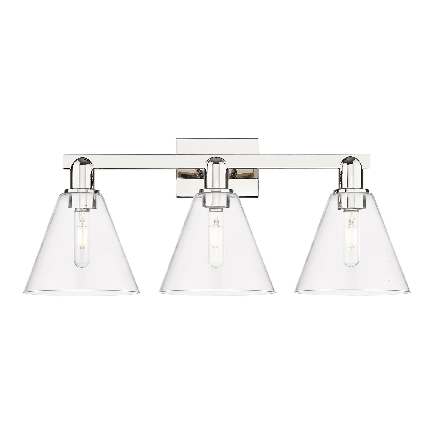 Innovations Berkshire Glass 26in 3-Light Bath Vanity Light | Industrial Polished Nickel and Clear Glass | Bathroom Vanity | 26 x | Model 716-3W-PN-GBC-82