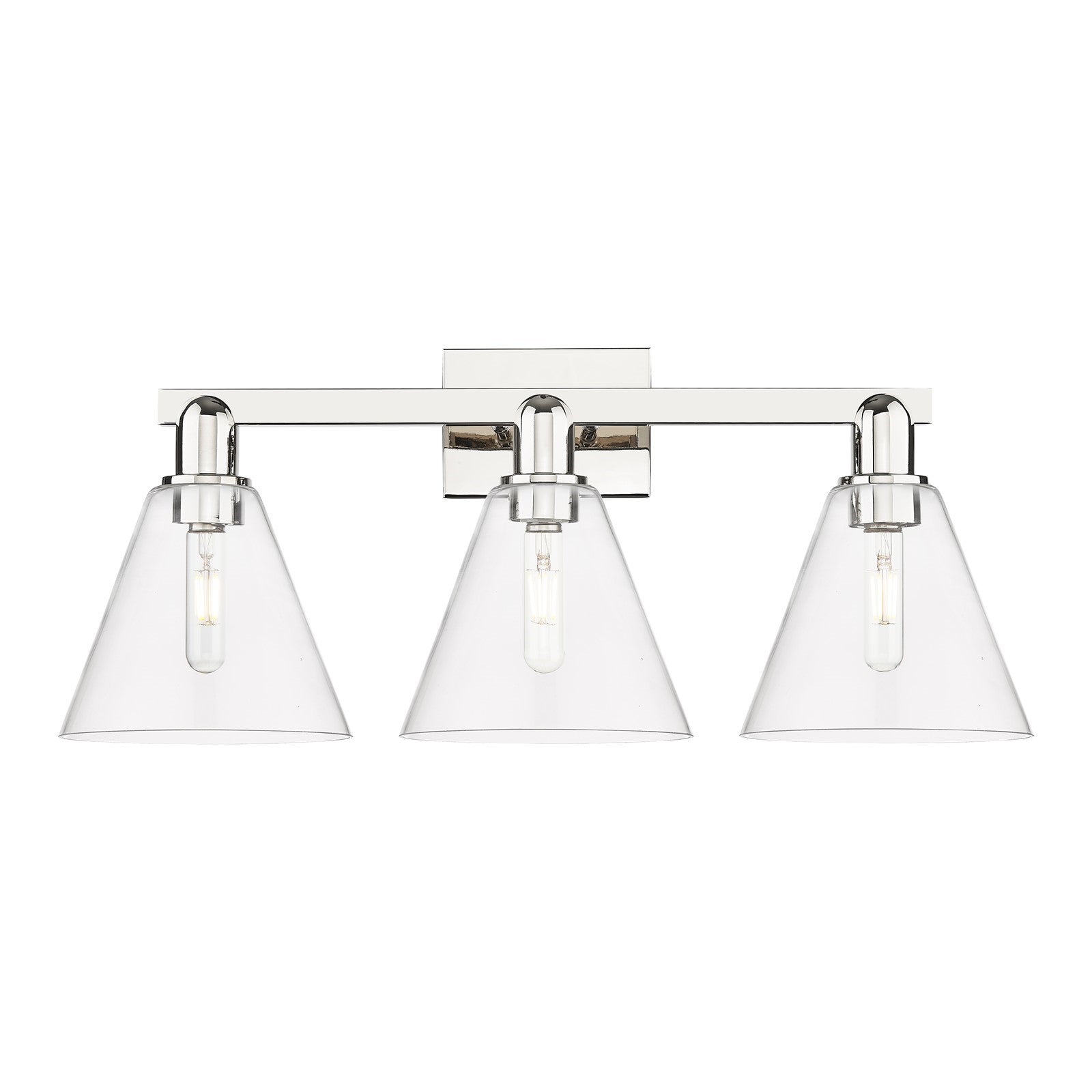 Innovations Berkshire Glass 26in 3-Light Bath Vanity Light | Industrial Polished Nickel and Clear Glass | Bathroom Vanity | 26 x | Model 716-3W-PN-GBC-82