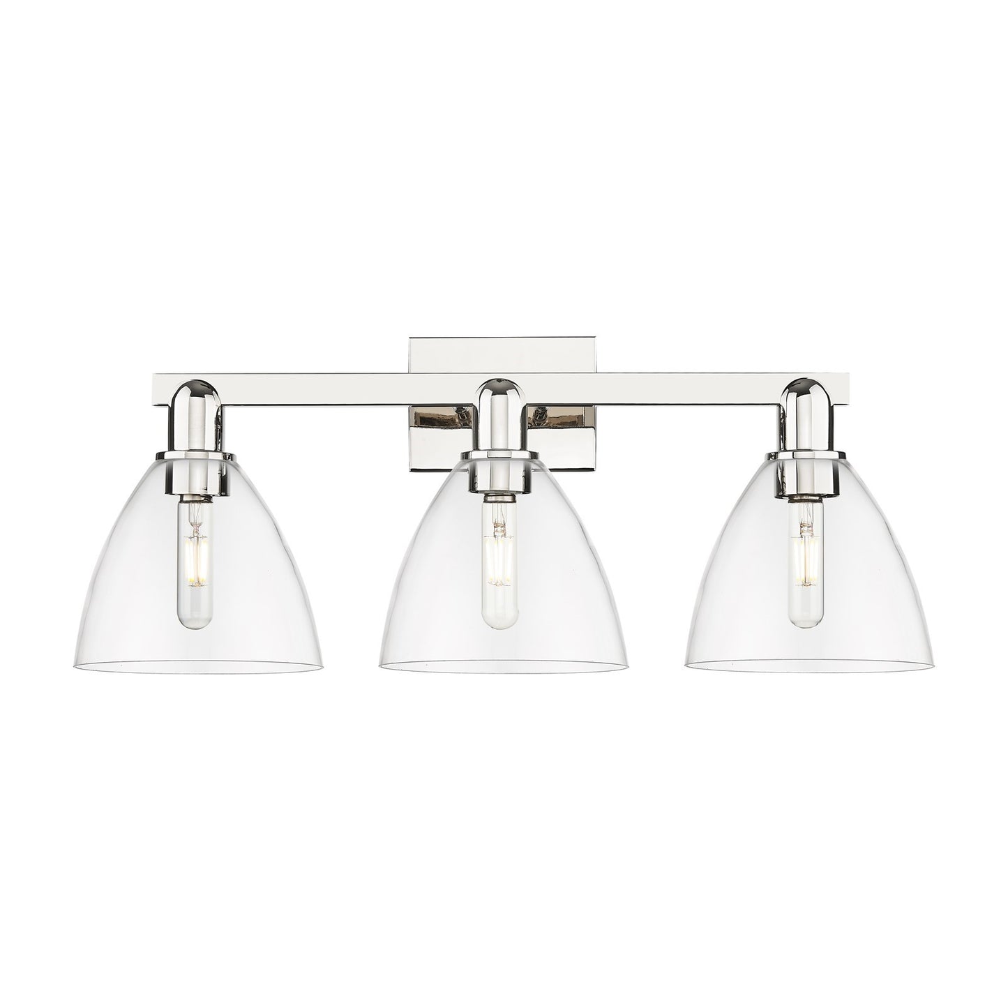 Innovations Bristol 27in 3-Light Bath Vanity Light | Industrial Polished Nickel and Clear Glass | Bathroom Vanity | 26.5 x 11.25 | Model 716-3W-PN-GBD-752