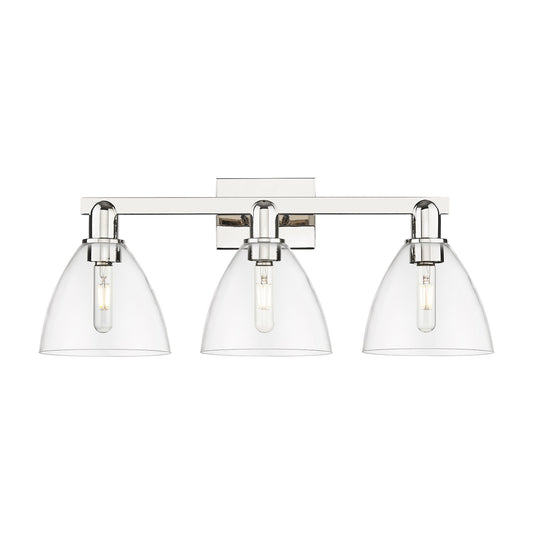 Innovations Bristol 27in 3-Light Bath Vanity Light | Industrial Polished Nickel and Clear Glass | Bathroom Vanity | 26.5 x 11.25 | Model 716-3W-PN-GBD-752