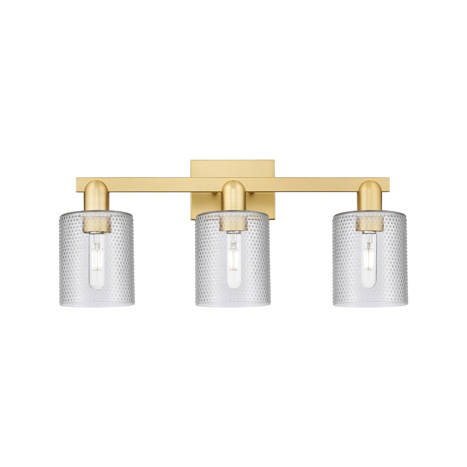 Innovations Cobbleskill 24in 3-Light Bath Vanity Light | Industrial Satin Gold Steel and Clear Glass | Bathroom Vanity | 24 x 7 x | Model 716-3W-SG-G112