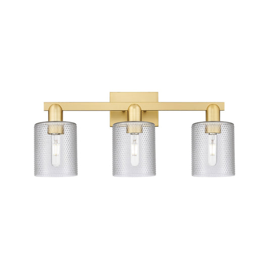 Innovations Cobbleskill 24in 3-Light Bath Vanity Light | Industrial Satin Gold Steel and Clear Glass | Bathroom Vanity | 24 x 7 x | Model 716-3W-SG-G112