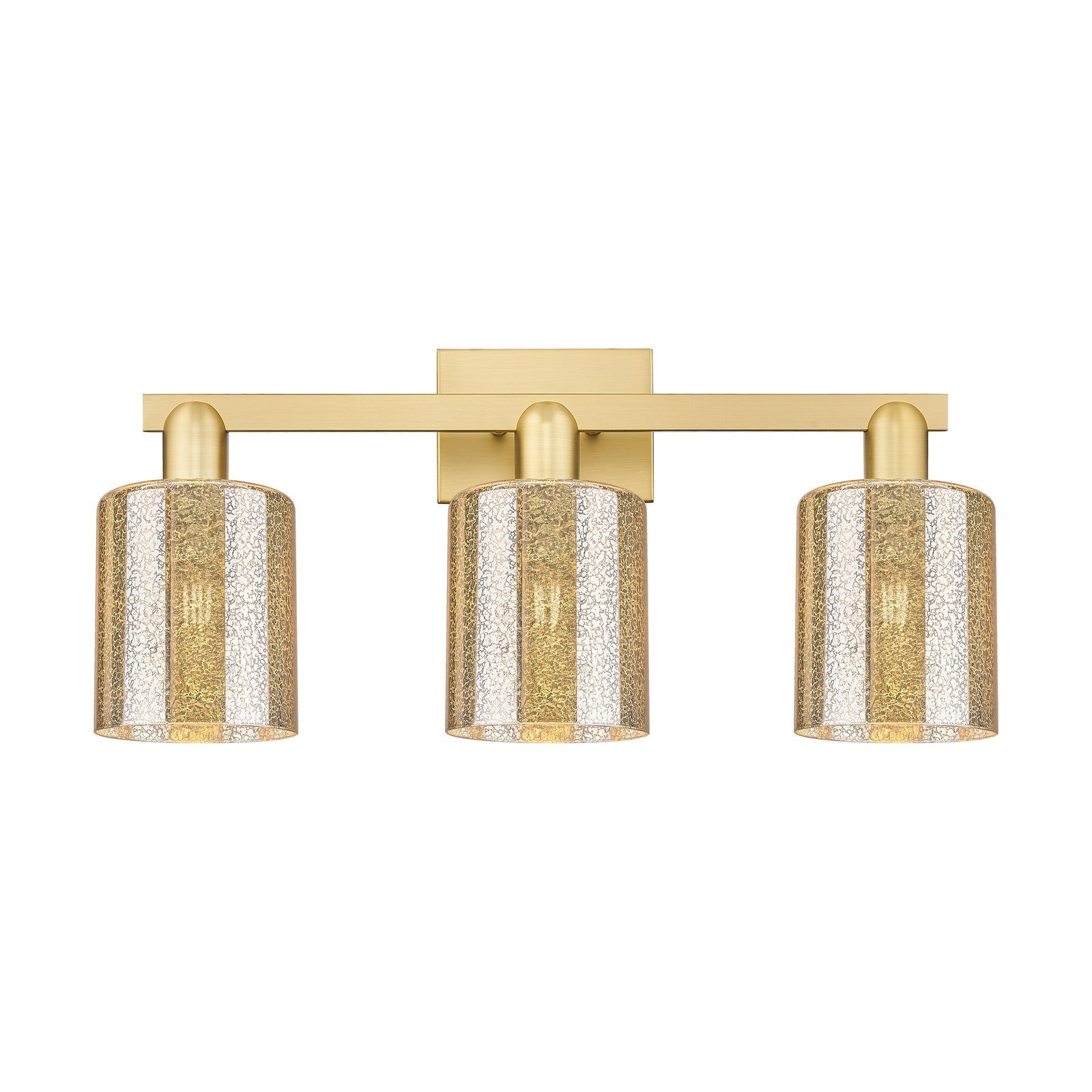 Innovations Cobbleskill 24in 3-Light Bath Vanity Light | Industrial Satin Gold Steel and Mercury Glass | Bathroom Vanity | 24 x | Model 716-3W-SG-G116