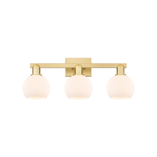Innovations Athens 25in 3-Light Bath Vanity Light | Industrial Satin Gold Steel and Cast Brass with Matte White Glass Shades | Model 716-3W-SG-G121-6