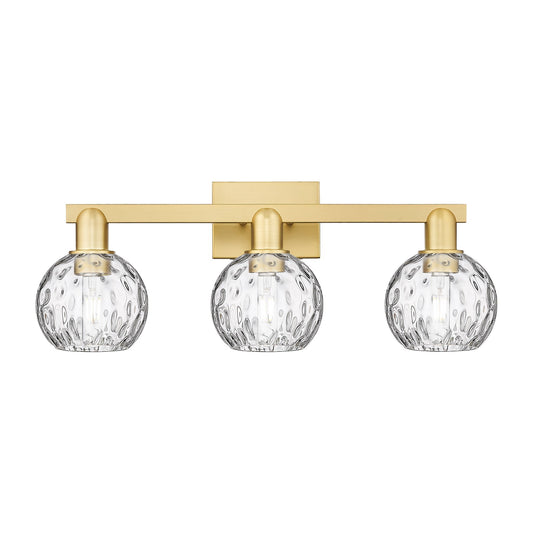 Innovations Athens Water Glass 25in 3-Light Bath Vanity | Industrial Satin Gold Steel and Clear Water Glass | Bathroom Vanity | Model 716-3W-SG-G1215-6