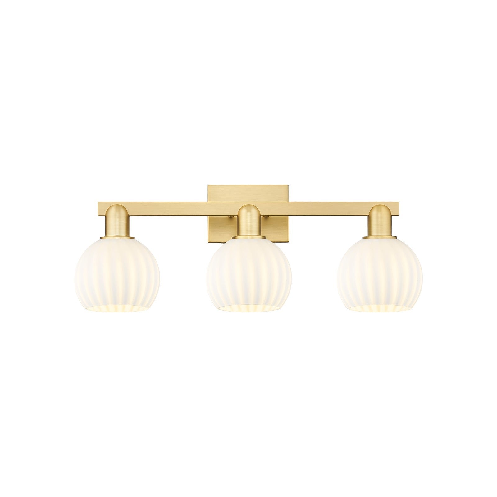 Innovations Lighting White Venetian 25in 3-Light Bath Vanity | Industrial Satin Gold Steel and White Glass | Entryway & | Model 716-3W-SG-G1217-6WV