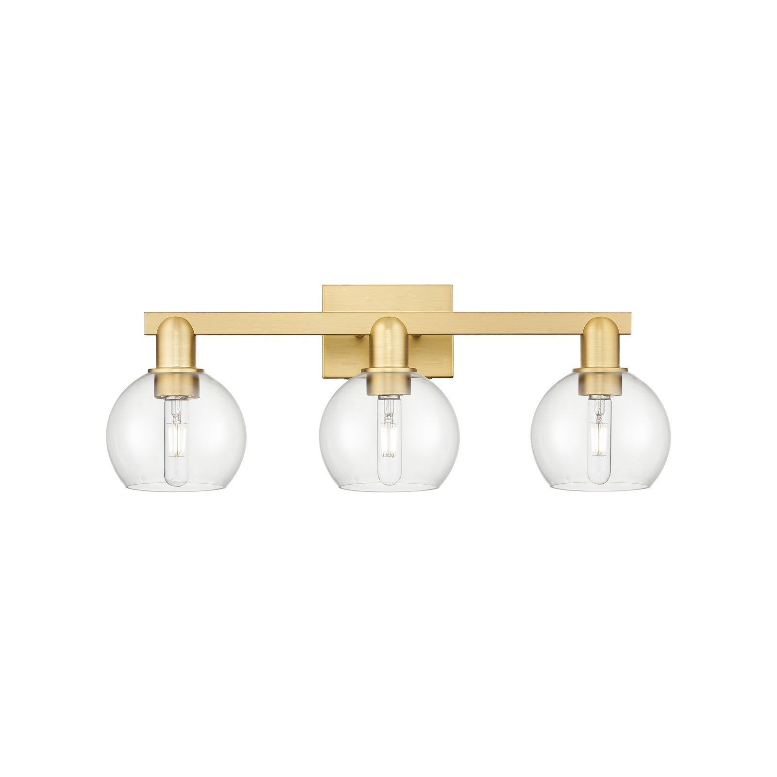 Innovations Athens 25in 3-Light Bath Vanity Light | Industrial Satin Gold Steel and Clear Glass | Bathroom Vanity | 24.88 x 7.44 | Model 716-3W-SG-G122-6