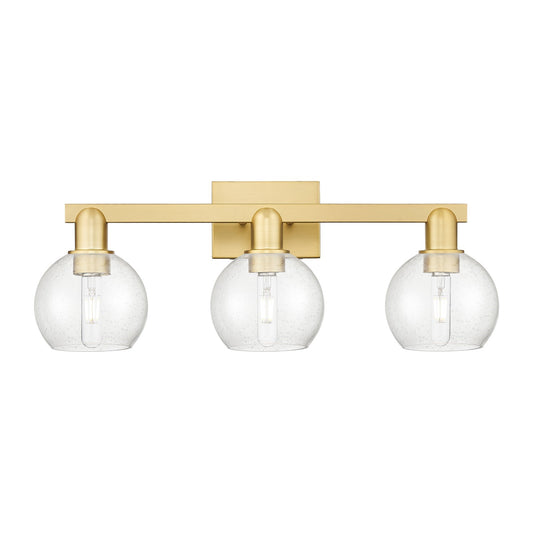 Innovations Athens 25in 3-Light Bath Vanity Light | Industrial Satin Gold Steel and Seedy Glass | Bathroom Vanity | 24.88 x 7.44 | Model 716-3W-SG-G124-6