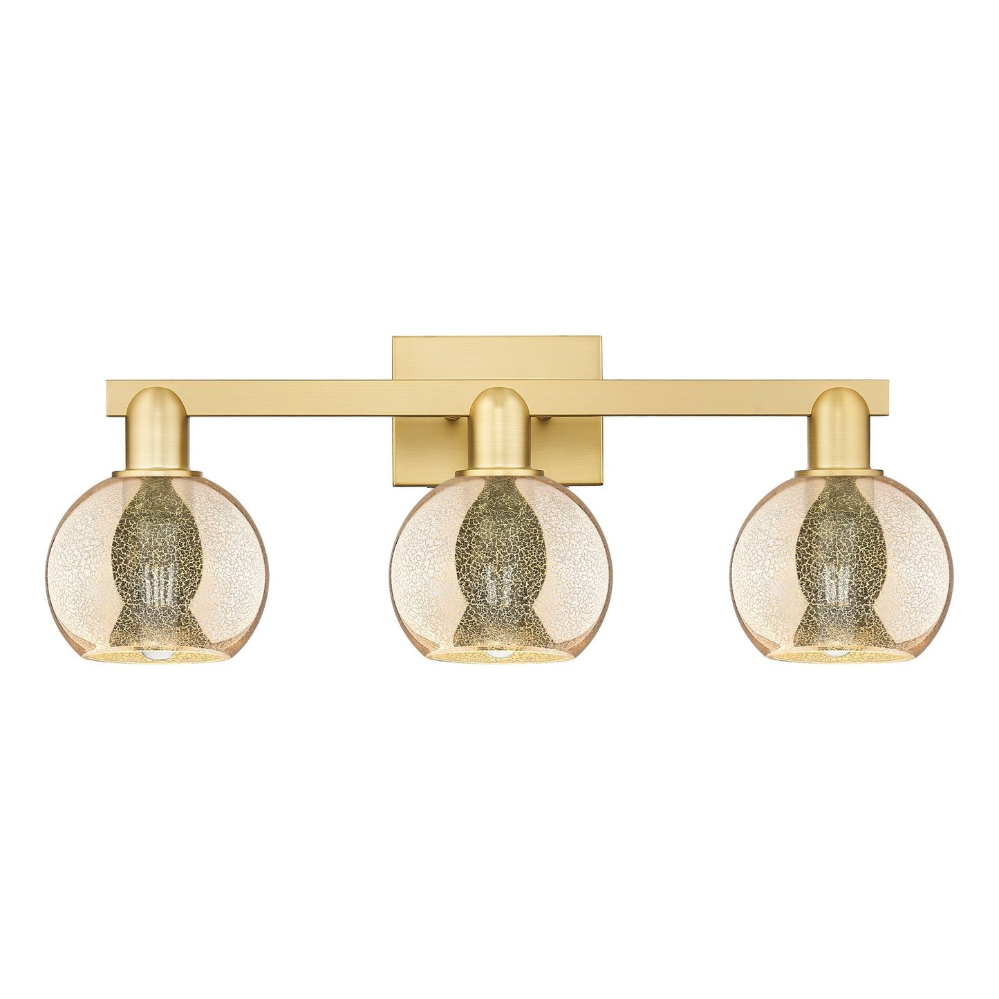 Innovations Athens 24in 3-Light Bath Vanity Light | Industrial Satin Gold Steel and Mercury Glass | Bathroom Vanity | 23.88 x | Model 716-3W-SG-G128-6