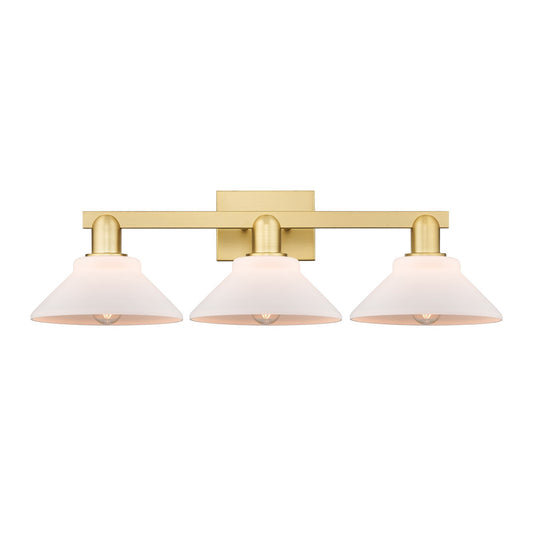 Innovations Orwell 27in 3-Light Bath Vanity Light | Industrial Satin Gold Steel and Matte White Glass | Bathroom Vanity | 27.38 x | Model 716-3W-SG-G131