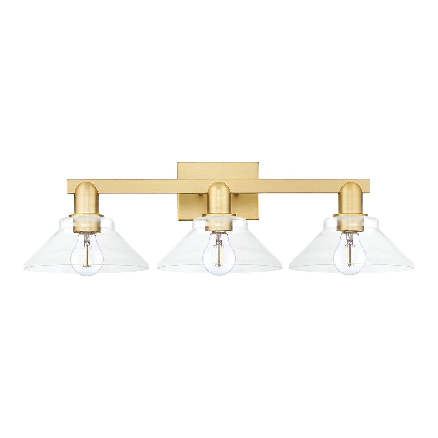 Innovations Orwell 27in 3-Light Bath Vanity Light | Industrial Satin Gold Steel and Clear Glass | Bathroom Vanity | 27.38 x 8.75 x | Model 716-3W-SG-G132
