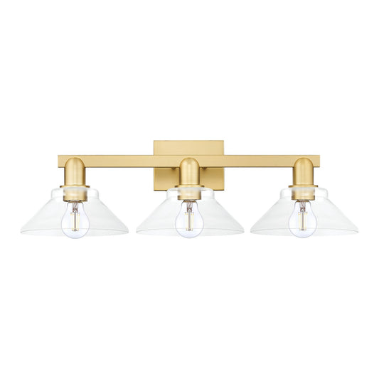 Innovations Orwell 27in 3-Light Bath Vanity Light | Industrial Satin Gold Steel and Clear Glass | Bathroom Vanity | 27.38 x 8.75 x | Model 716-3W-SG-G132