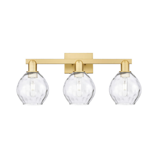 Innovations Waverly 25in 3-Light Bath Vanity Light | Industrial Satin Gold Steel and Clear Glass | Bathroom Vanity & Powder Room | Model 716-3W-SG-G362