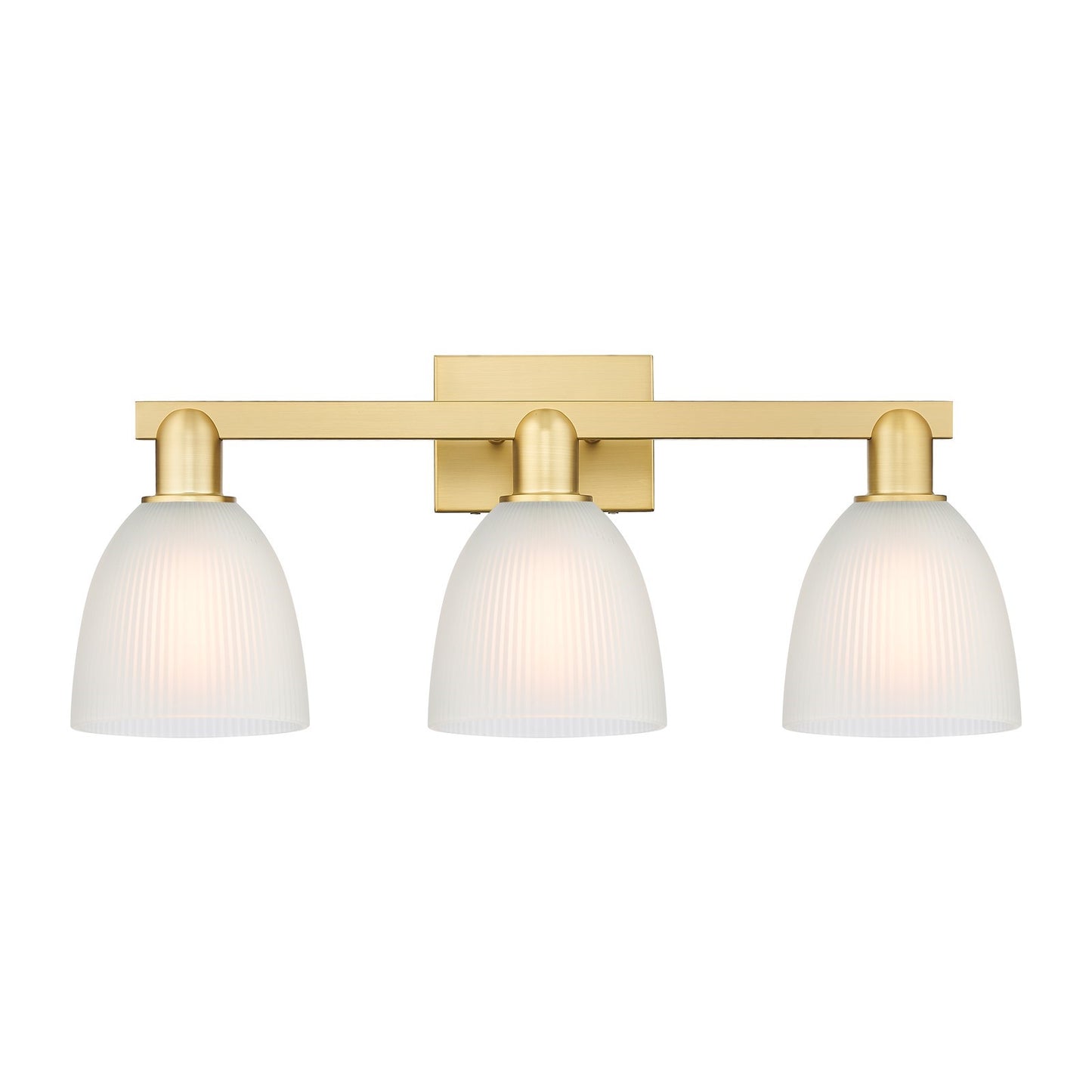 Innovations Castile 25in 3-Light Bath Vanity Light | Industrial Satin Gold Steel and White Glass Dome Shade | Bathroom Vanity | 25 | Model 716-3W-SG-G381