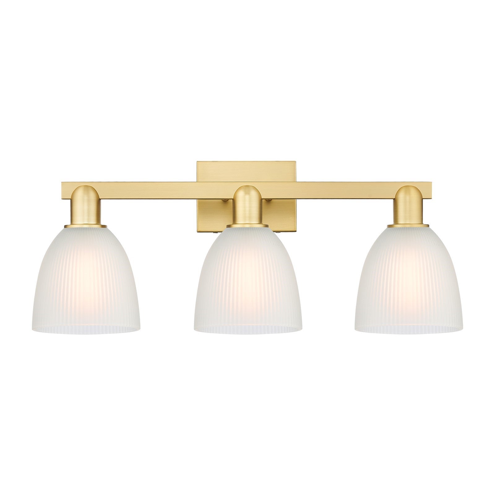 Innovations Castile 25in 3-Light Bath Vanity Light | Industrial Satin Gold Steel and White Glass Dome Shade | Bathroom Vanity | 25 | Model 716-3W-SG-G381