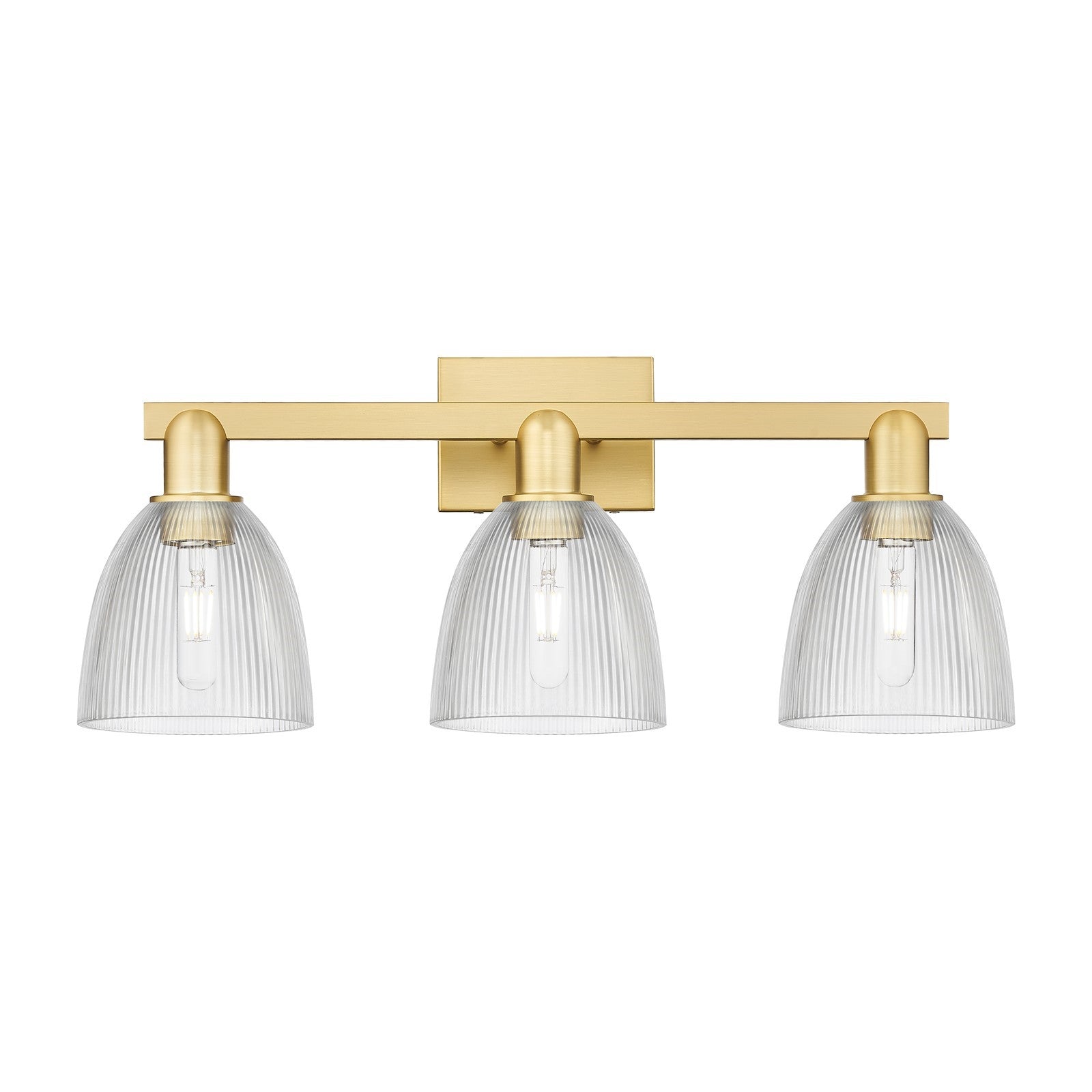 Innovations Castile 25in 3-Light Bath Vanity Light | Industrial Satin Gold Steel and Clear Glass | Bathroom Vanity | 25 x 10.75 x | Model 716-3W-SG-G382