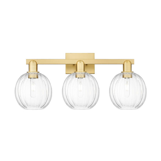Innovations Preston 3Lt 26" Globe Bath Light, Gold/Clear - 716-3W-SG-G458-7CL