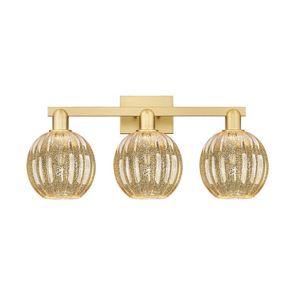 Innovations Preston 3Lt 26" Globe Bath Light, Gold/Mercury - 716-3W-SG-G458-7ME
