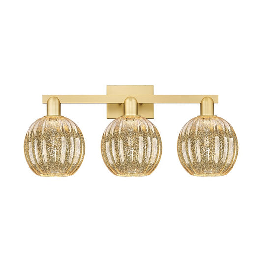 Innovations Preston 3Lt 26" Globe Bath Light, Gold/Mercury - 716-3W-SG-G458-7ME