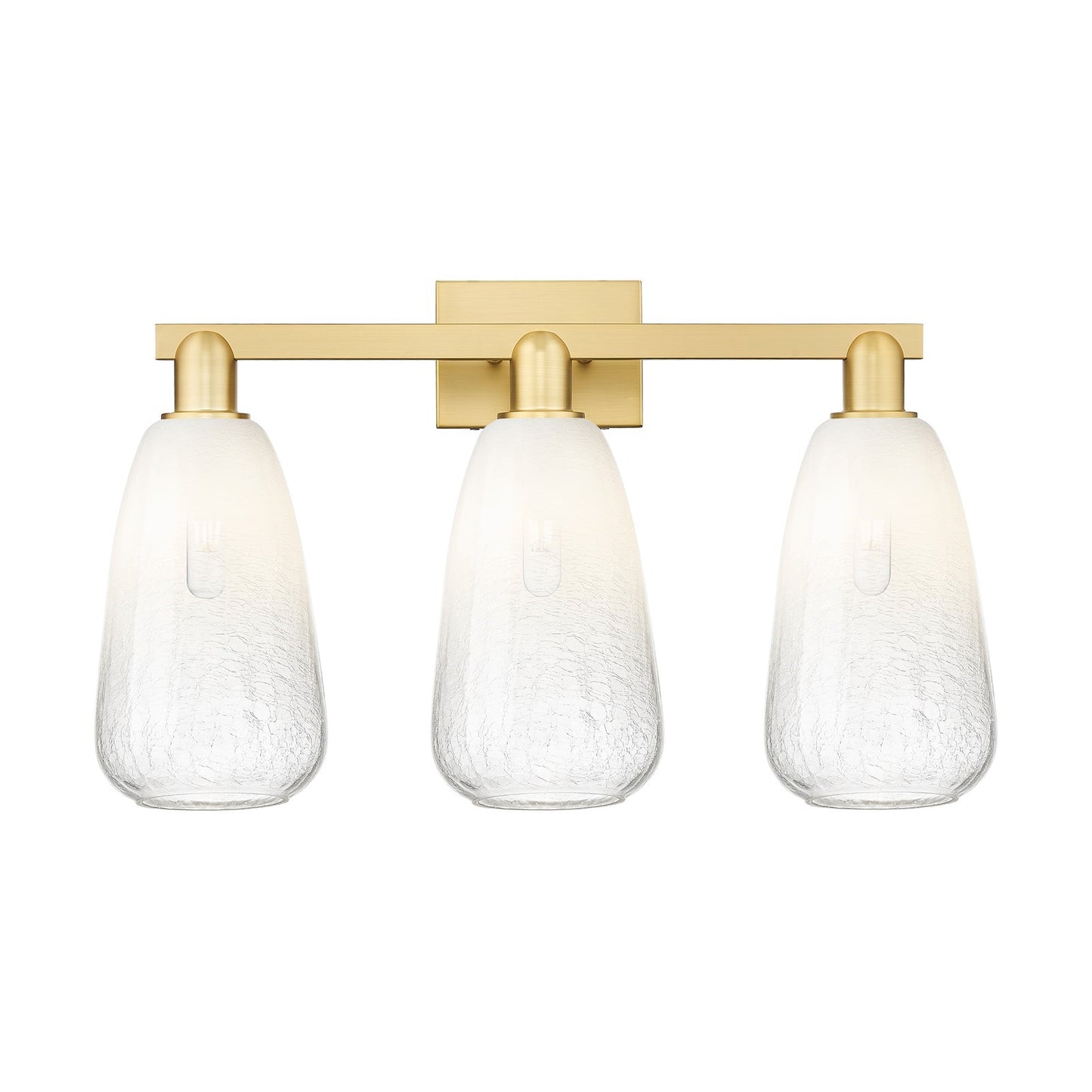 Innovations Brookhaven Almond 25in 3-Light Bath Vanity Light | Industrial Satin Gold Steel and Opal Glass | Entryway & Hallway | Model 716-3W-SG-G480-6OP