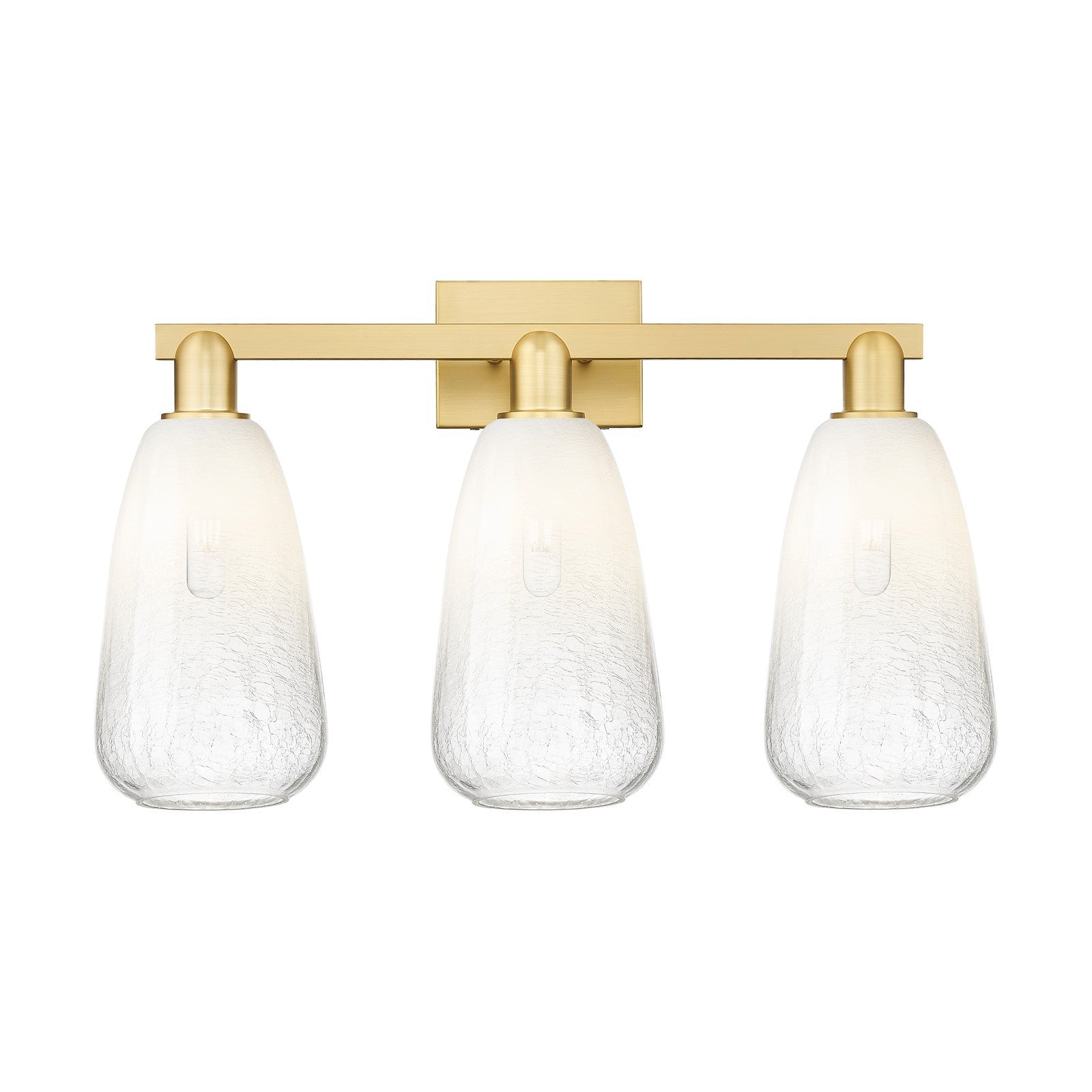 Innovations Brookhaven Almond 25in 3-Light Bath Vanity Light | Industrial Satin Gold Steel and Opal Glass | Entryway & Hallway | Model 716-3W-SG-G480-6OP