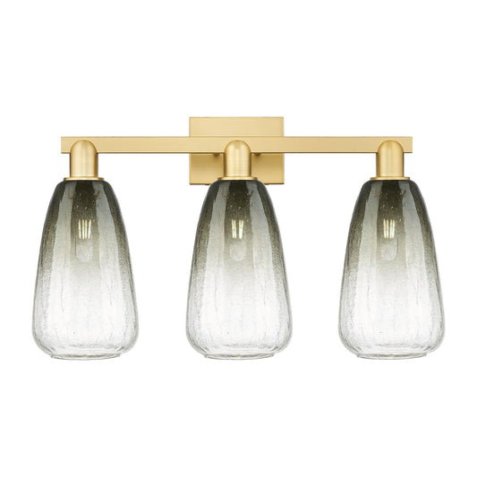 Innovations Brookhaven Almond 25in 3-Light Bath Vanity Light | Industrial Satin Gold Steel and Slate Glass | Bathroom Vanity | Model 716-3W-SG-G480-6SL
