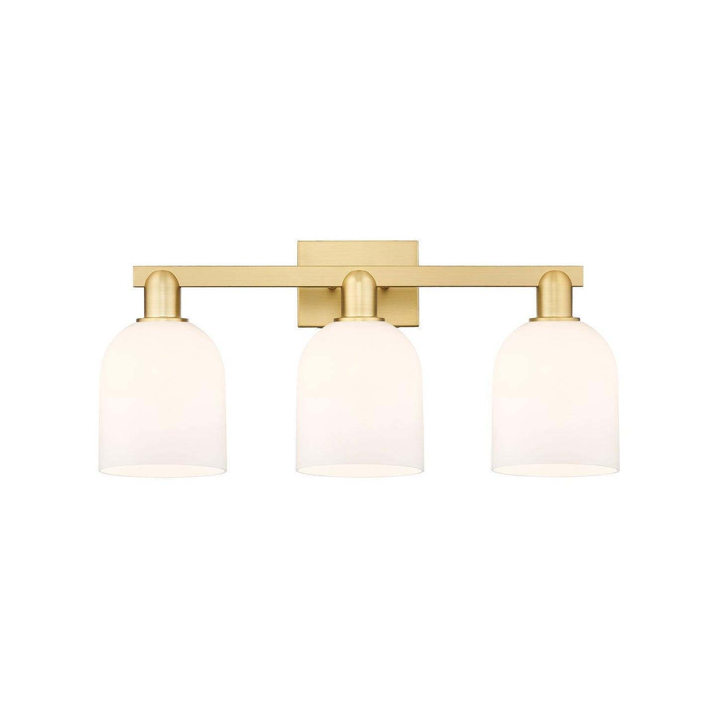 Innovations Bella 25in 3-Light Bath Vanity Light | Industrial Satin Gold Steel and White Glass | Bathroom Vanity | 24.5 x | Model 716-3W-SG-G558-6GWH