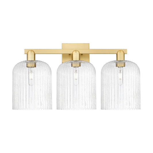 Innovations Bridal Veil 27in 3-Light Bath Vanity | Industrial Satin Gold Steel and Seedy Glass | Bathroom Vanity Light | 27 x | Model 716-3W-SG-G559-8SDY