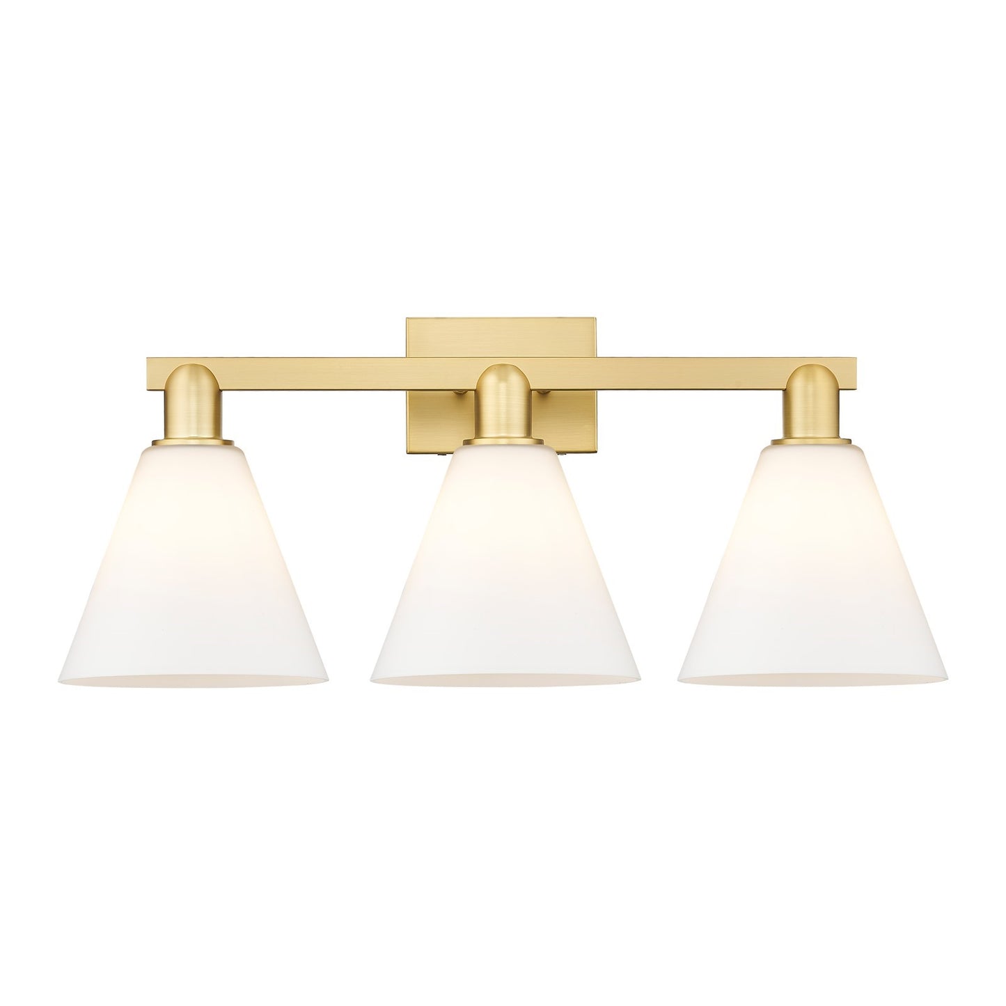Innovations Berkshire 26in 3-Light Bath Vanity | Industrial Satin Gold Steel and Matte White Glass | Bathroom Vanity | 26 x 12.25 | Model 716-3W-SG-GBC-81