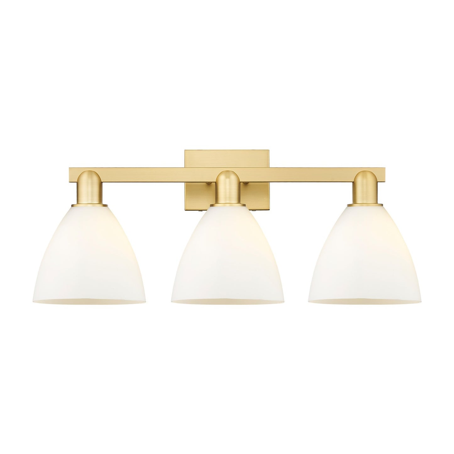 Innovations Bristol 27in 3-Light Bath Vanity Light | Industrial Satin Gold Steel and Matte White Glass | Entryway & Bathroom | Model 716-3W-SG-GBD-751