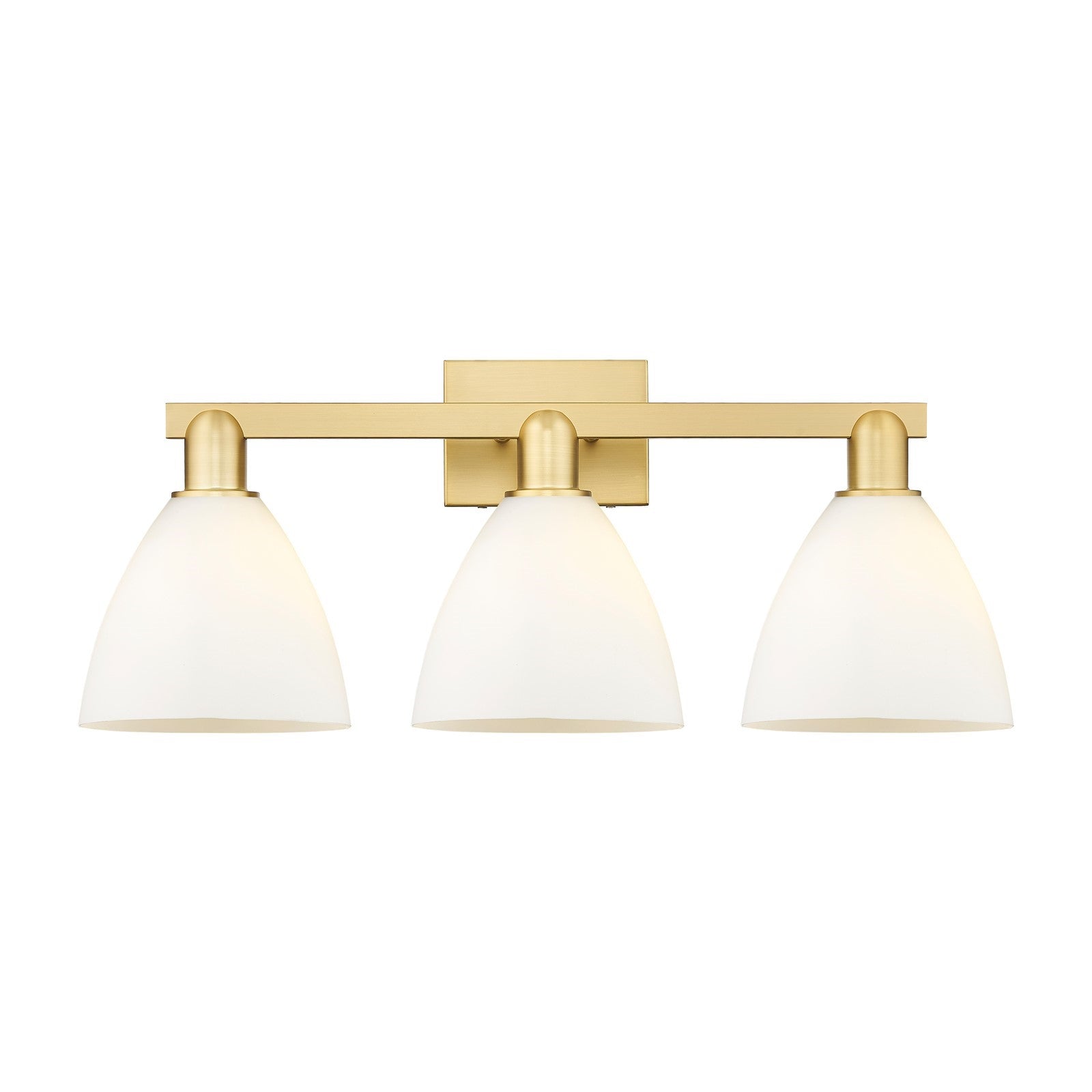 Innovations Bristol 27in 3-Light Bath Vanity Light | Industrial Satin Gold Steel and Matte White Glass | Entryway & Bathroom | Model 716-3W-SG-GBD-751