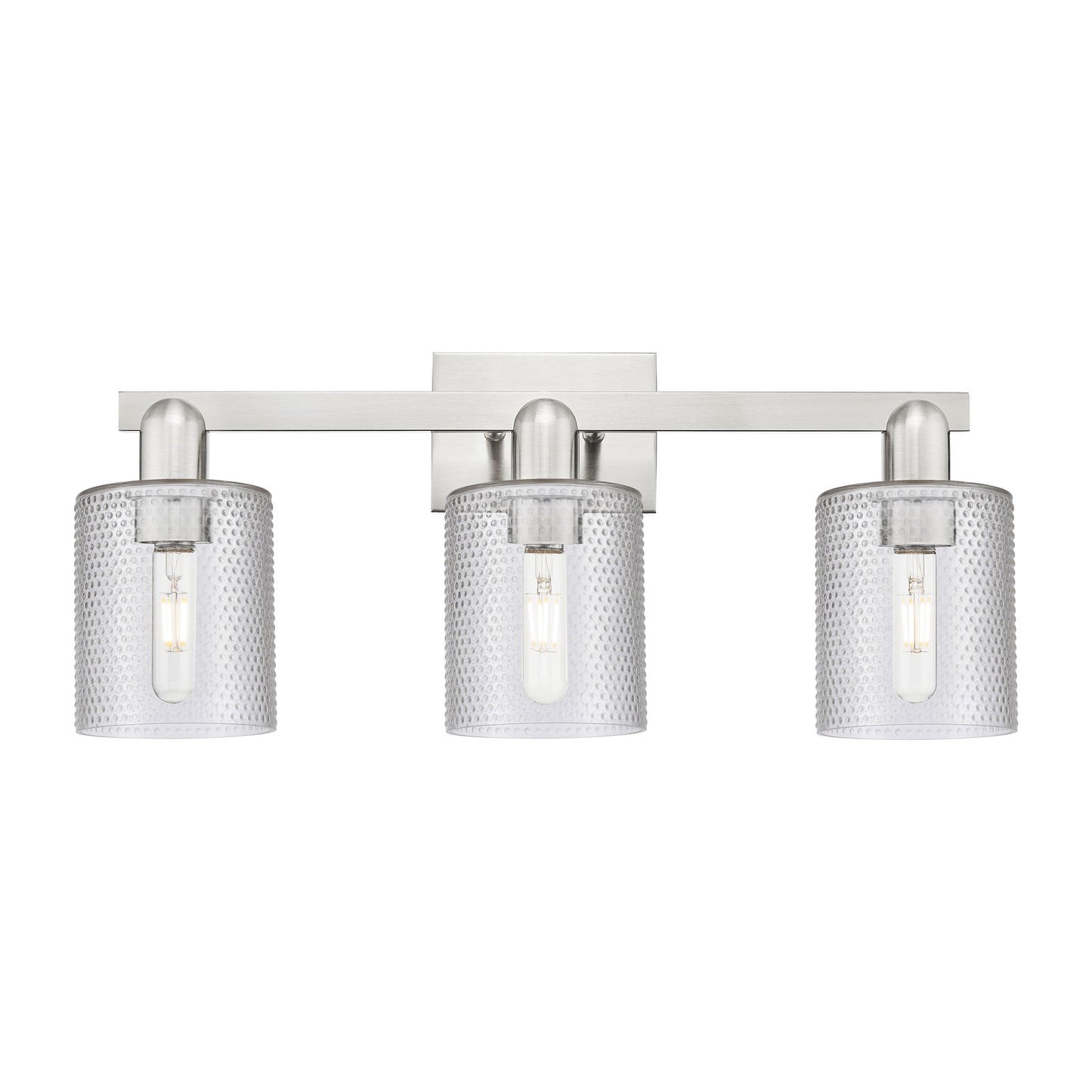 Innovations Cobbleskill 24in 3-Light Bath Vanity Light | Industrial Brushed Satin Nickel and Clear Glass | Bathroom Vanity | 24 x 7 | Model 716-3W-SN-G112