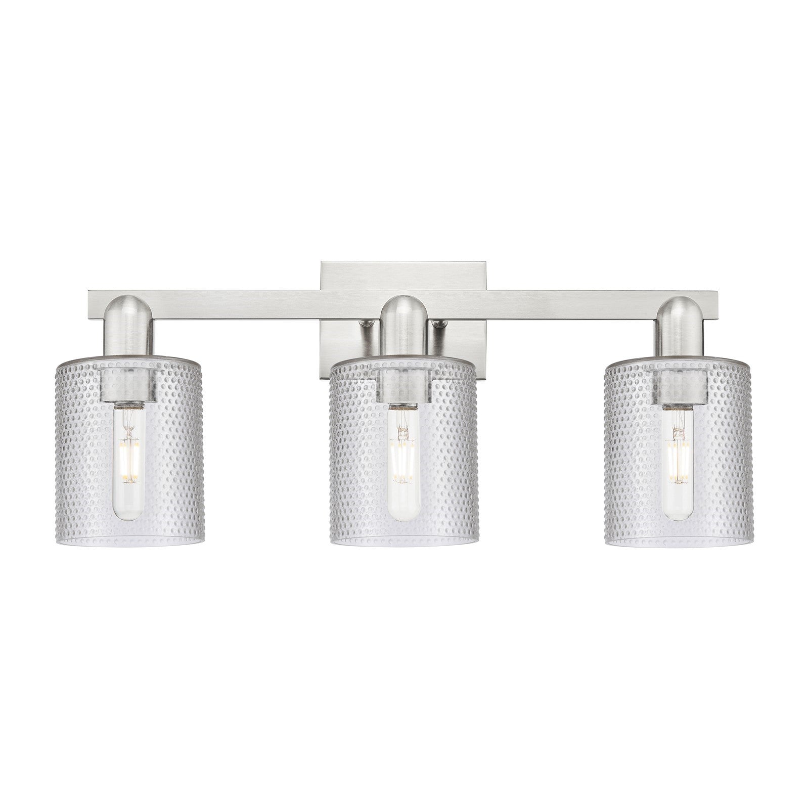 Innovations Cobbleskill 24in 3-Light Bath Vanity Light | Industrial Brushed Satin Nickel and Clear Glass | Bathroom Vanity | 24 x 7 | Model 716-3W-SN-G112