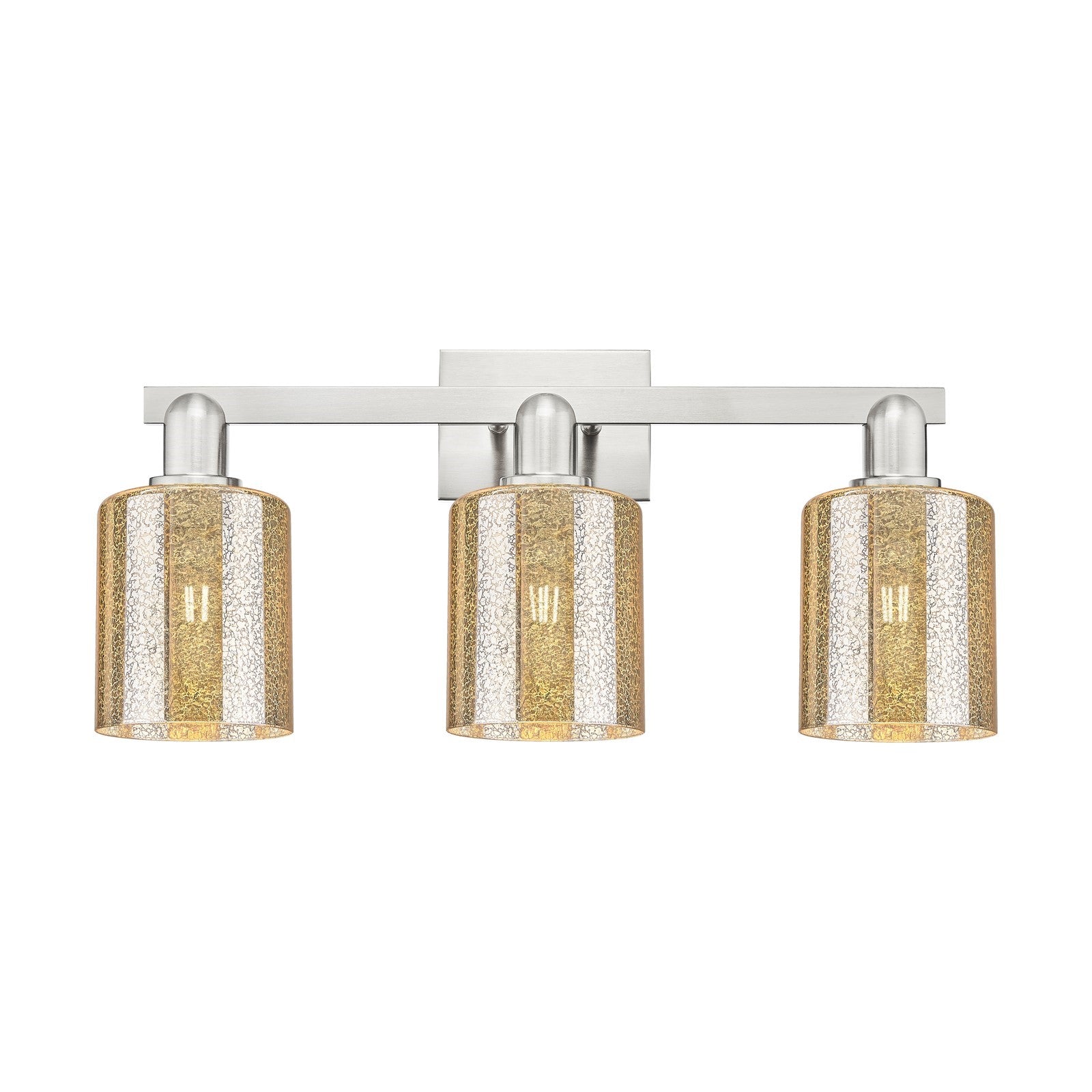 Innovations Cobbleskill 24in 3-Light Bath Vanity Light | Industrial Brushed Satin Nickel and Mercury Glass | Bathroom Vanity | 24 x | Model 716-3W-SN-G116
