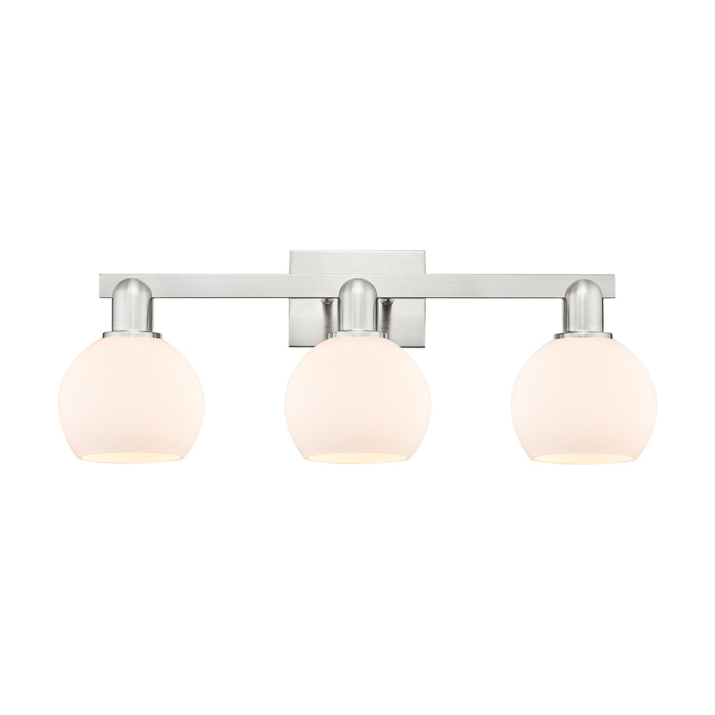 Innovations Athens 25in 3-Light Bath Vanity Light | Industrial Brushed Satin Nickel and Matte White Glass | Bathroom Vanity | Model 716-3W-SN-G121-6