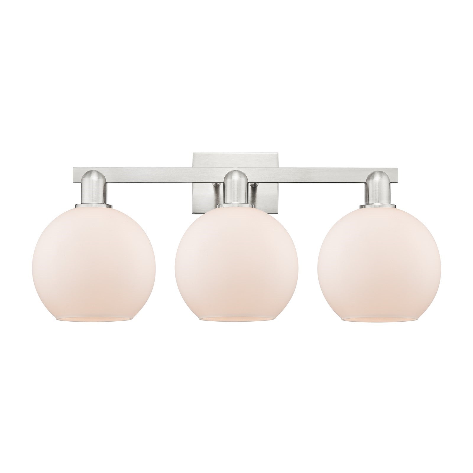Innovations Athens 27in 3-Light Bath Vanity | Industrial Brushed Satin Nickel and Matte White Glass | Bathroom Vanity | 27 x | Model 716-3W-SN-G121-8