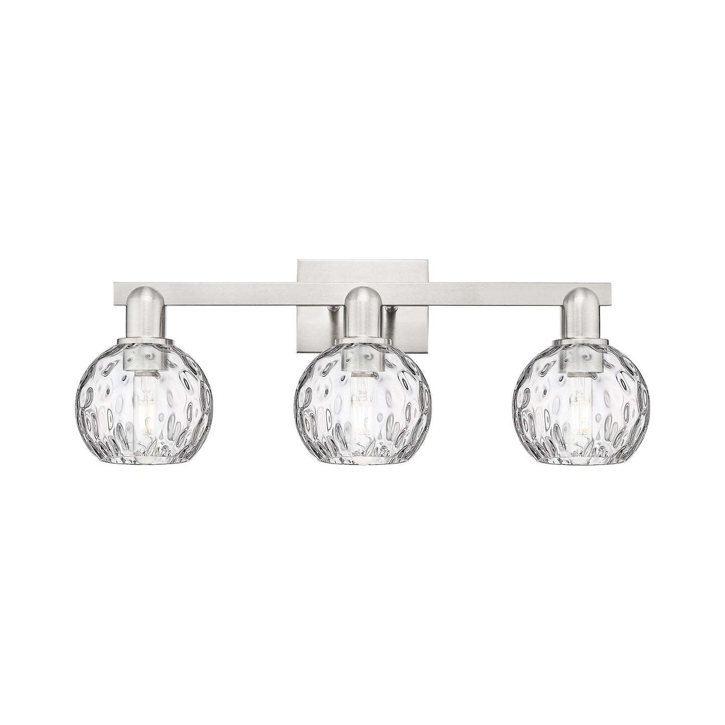 Innovations Athens Water Glass 25in 3-Light Bath Vanity | Industrial Brushed Satin Nickel and Clear Glass | Bathroom Vanity | Model 716-3W-SN-G1215-6