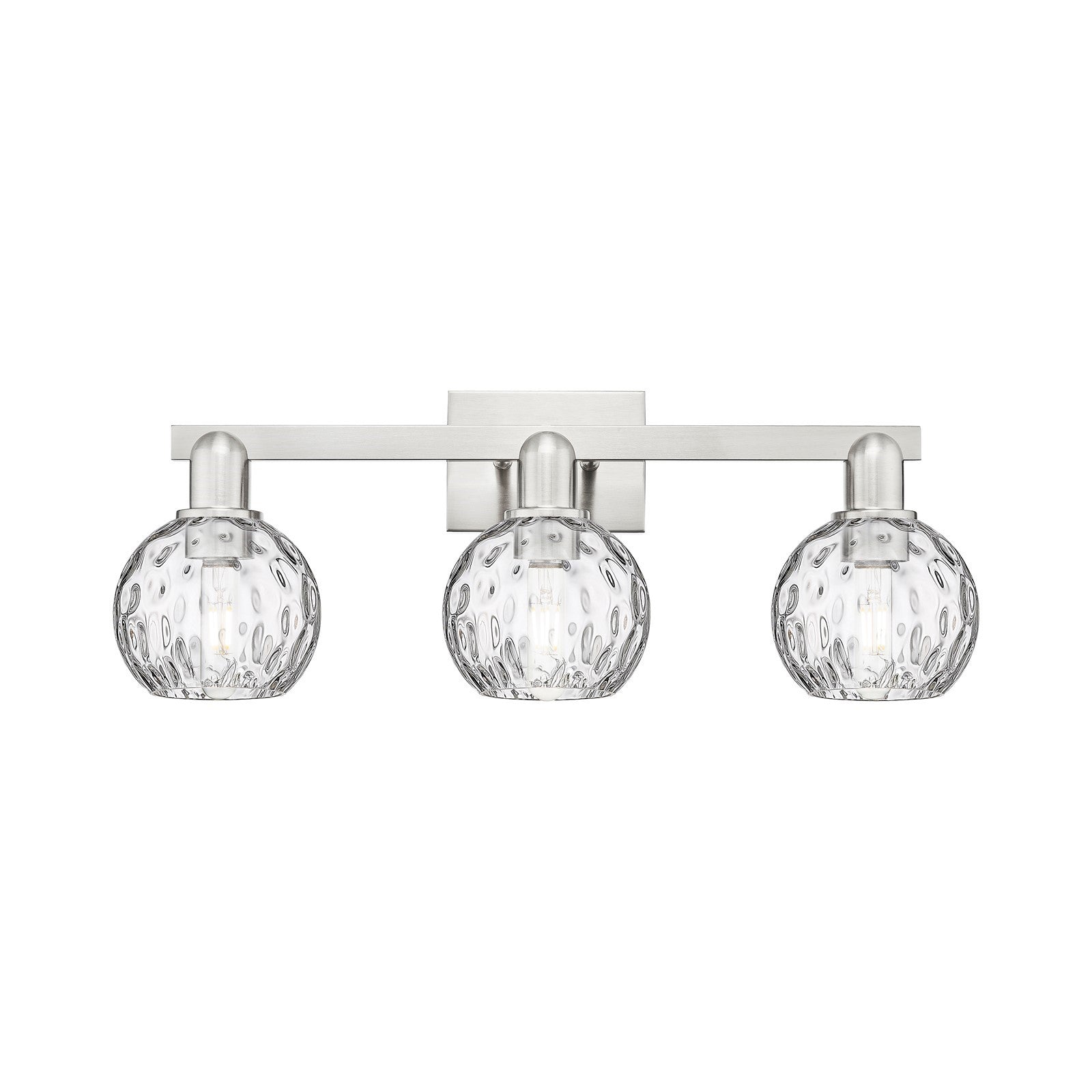 Innovations Athens Water Glass 25in 3-Light Bath Vanity | Industrial Brushed Satin Nickel and Clear Glass | Bathroom Vanity | Model 716-3W-SN-G1215-6