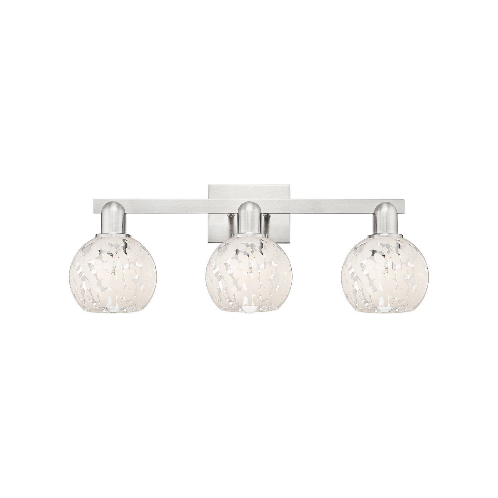 Innovations Lighting Arcadia 25in 3-Light Bath Vanity Light | Industrial Brushed Satin Nickel and White Mouchette Glass | Model 716-3W-SN-G1216-6WM