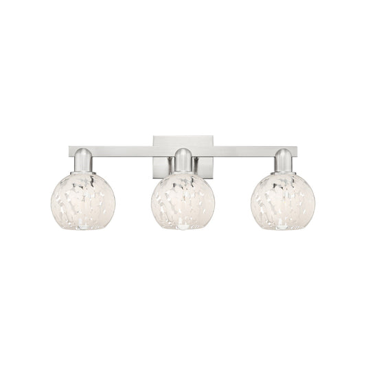 Innovations Lighting Arcadia 25in 3-Light Bath Vanity Light | Industrial Brushed Satin Nickel and White Mouchette Glass | Model 716-3W-SN-G1216-6WM