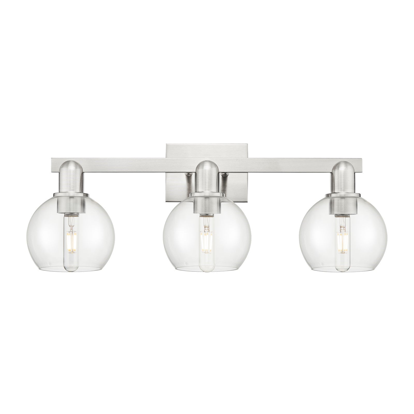 Innovations Athens 25in 3-Light Bath Vanity | Industrial Brushed Satin Nickel and Clear Glass | Bathroom Vanity Light | 24.88 x | Model 716-3W-SN-G122-6