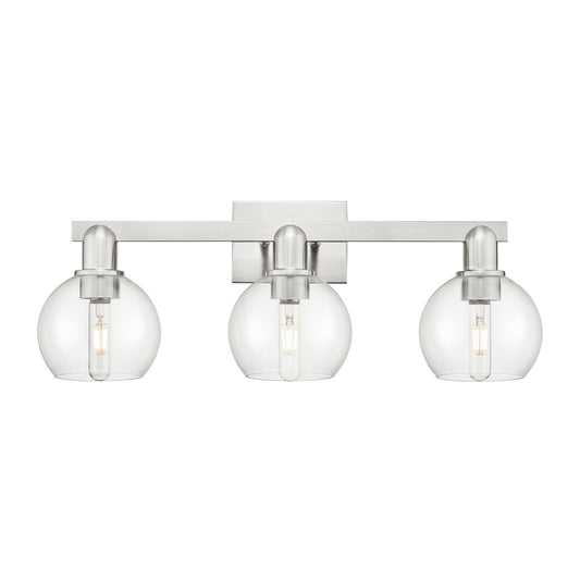 Innovations Athens 25in 3-Light Bath Vanity | Industrial Brushed Satin Nickel and Clear Glass | Bathroom Vanity Light | 24.88 x | Model 716-3W-SN-G122-6