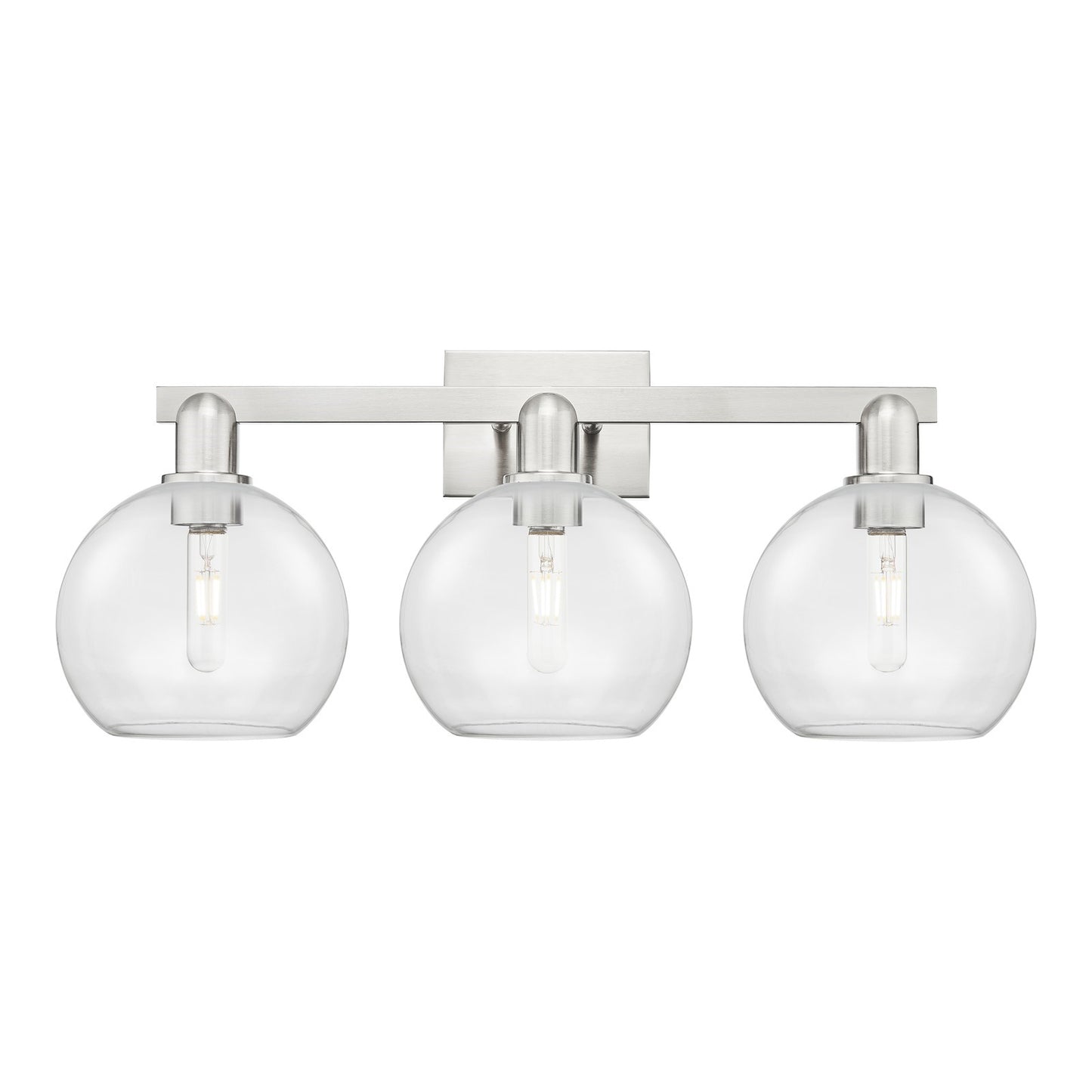 Innovations Athens 27in 3-Light Bath Vanity | Brushed Satin Nickel Steel and Clear Glass | Bathroom Vanity Light | 27 x 11.75 x | Model 716-3W-SN-G122-8